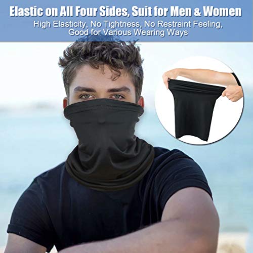 [Pacote com 6] Pulseira unissex com proteção solar UV para o rosto, tecido reutilizável, meia máscar