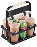 Portable Drink Carrier with Handle, Take Out Cup Carrier for Doordash Accessories Grubhub Postmates Drivers, Foldable Reusable Cup Holder to Go for Coffee Soft Drink Pint Beer Beverage