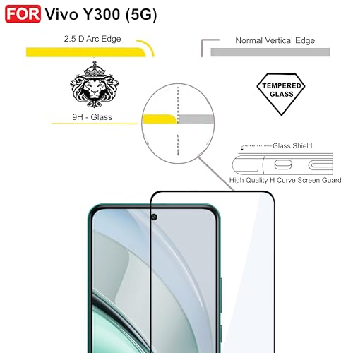 Image of CEDO Tempered Glass for Vivo Y300 (5G) | Screen Protector Full HD Quality Tempered Glass Anti-Scratch Edge to Edge Coverage with Easy Installation Kit (Black)