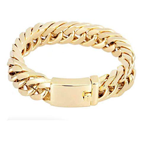 Ai.Moichien 18K Gold Plated Link Chain Bracelet Charm Links Bangle Fashion Hip Hop Cuban Jewelry for Women Men Boy Band