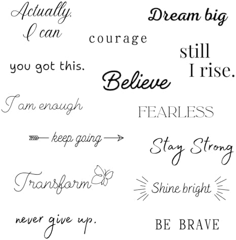 One Grace Believe Collection - Inspirational and Motivational Words Small Temporary Tattoos - Realistic Long Lasting Waterproof Black Mini Tattoos for Women and Men