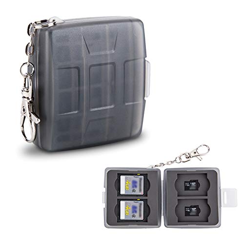 8 Slots Memory Card Case for 4 SD/SDHC/SDXC Cards and 4 Micro SD/TF Cards,Anti-Dust Crush Resistance,SD Card Case Small Micro SD Holder with Chain (Gray) by JJC - Used condition - US$6.56