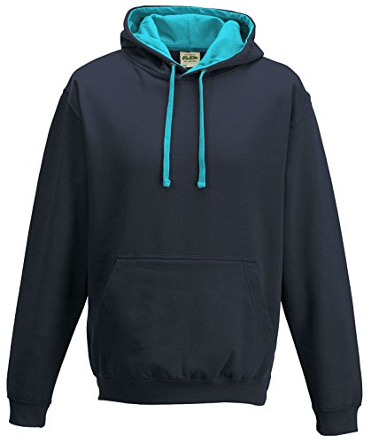 Image of Just Hoods Varsity Hoodie Oxford Navy/Hawaiian Blue XL