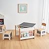 Asweets Kids Table and Chair Set,4 in 1 Toddler Desk with Storage Drawer,Wooden Activity Table for 2 in 1 Detachable Tabletop,Bookshelf,Suitable for Classroom,Home,Nursery,Playroom (Natural White) #2
