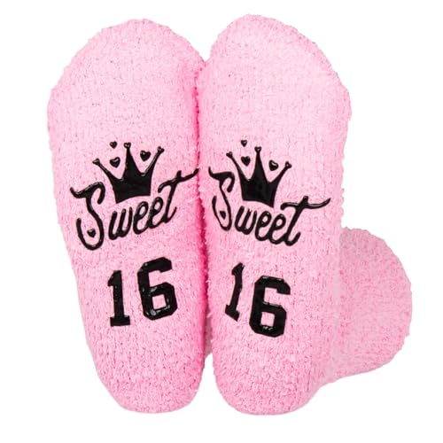 Onperpoe Pink Fluffy 16th Birthday Gifts for Girls - Comfortable Long Bed Socks Stockings