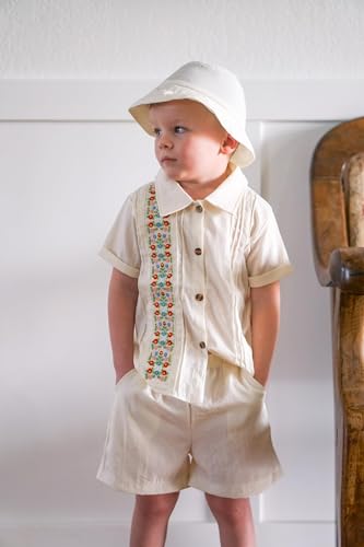 Image of HIHA Toddler Boys Mexican Embroidered Short Set 2-7 Years