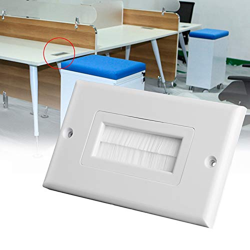 Maxmoral 1Pc Brush Wall Plate Multi-Function Single Port Cover Outlet Wall Mount Multimedia Panel White #TOP3