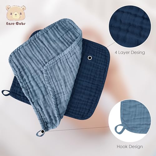 Image of Ease Cubs 12 Pack Muslin Washcloths for Baby - 100% Cotton Baby Wash Cloths for or Baby Face Body Comfy and Soft for Newborn Infants Kids Girls and Boys - 12 inchx12 inch - Slate, Grey and Navy Series