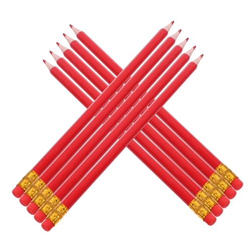 STOBAZA 12個 消せる赤色鉛筆 六角グリップ付き 書きやすい硬芯 消し 学校用テスト採点 塗り絵 地図チェック用