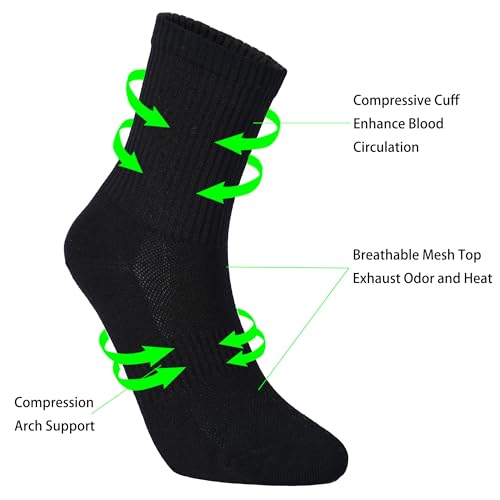 Image of Womens Anti Odor Seamless Breathable Moisture Wicking Cotton Ankle /Crew Running Hiking Dress Socks,Size 6-10
