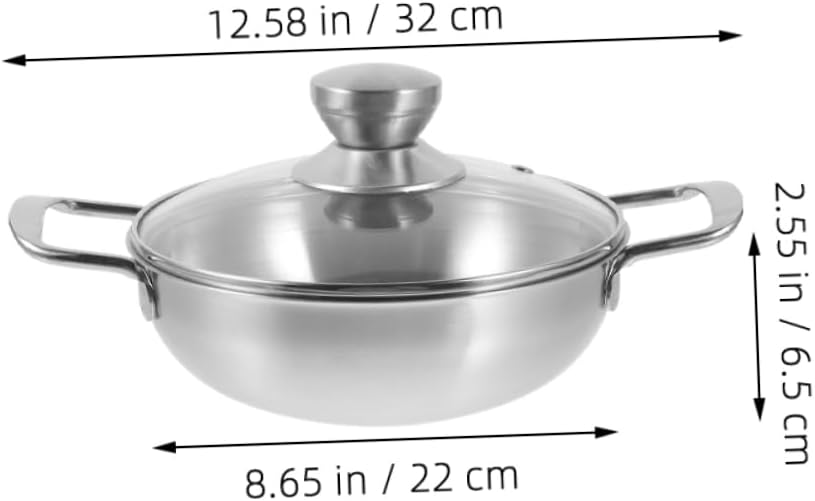 1Set Portable Outdoor Cooking Wok with Lid Stainless Steel Double Handle Pan for Easy Stir Fry Hot Pot Camping Ergonomic Design Heat Resistant Easy to Clean