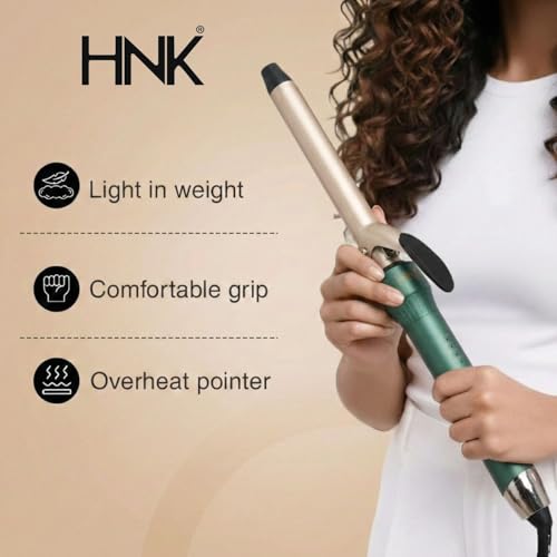 Image of HNK Professional Green EMERALD 28MM Hair Curler with Digital Temperature Control - Fast 15 Sec Heat Up | Instant Heat Recovery | Soft Touch Grip | 3m Swivel Cord | Available in 8 Barrel Sizes (9mm-32mm)