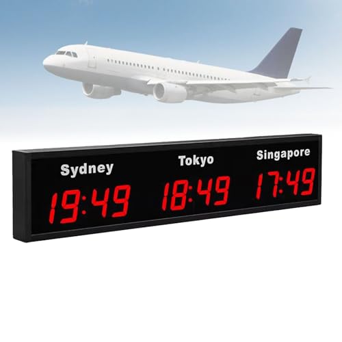 Horloge mondiale LED avec plusieurs fuseaux horaires, grand affichage numérique, idéale pour les hôtels, les entreprises multinationales et les aéroports
