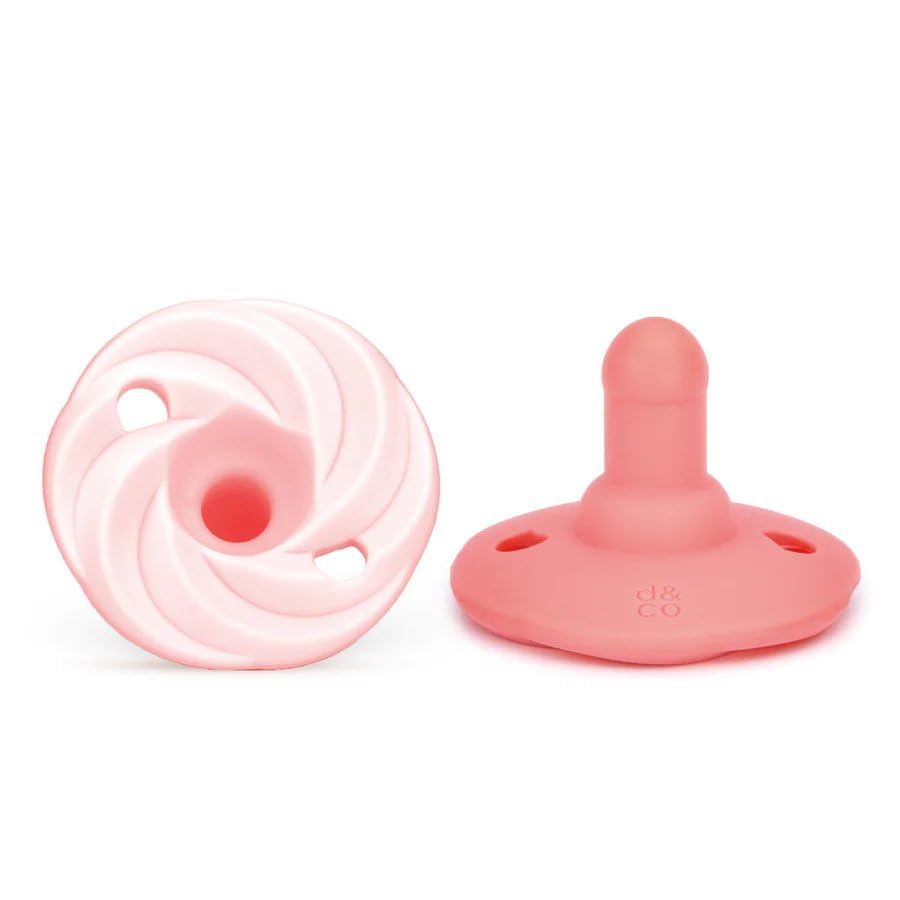 Image of Doodle & Co. Holland Classic Pacifier for New Born Babies | BPA Free Lead Free Natural Nipple Shape 100% Silicone for Infants | Helps Promote Healthy Oral Development | 0-3 Months | Blush /Peach
