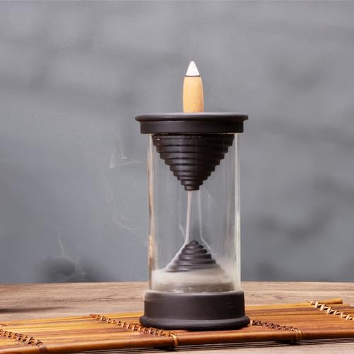 SERdeerCH Clessidra Backflow bastoncini di incenso, bruciatore cascata, supporto per incenso, 20 coni di incenso, utilizzati per yoga, ufficio, decorazione interna, pulizia