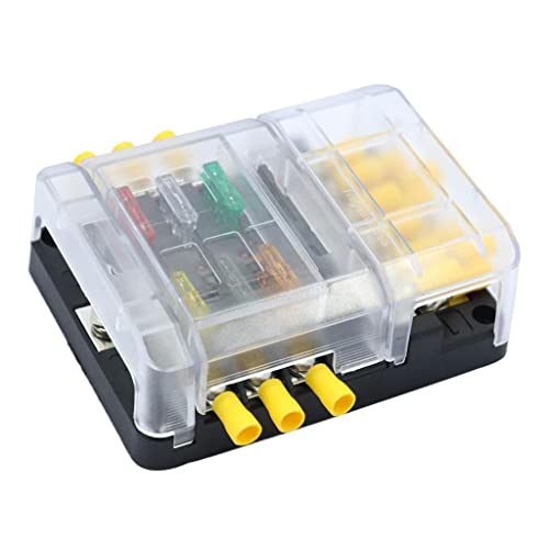 Prettyia Porta-fusíveis: caixa de fusíveis com terminais de fusíveis para carro; trailer de campista
