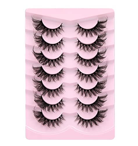 Zanlufly False Eyelashes Fluffy Thick Cat Eye Lashes Fox Eye Mink Lashes D Curl Dramatic 8D Full Volume Russian Strip Lashes Wispy Eyelash Like Lash Extension Lift Effect Lashes Pack #TOP6