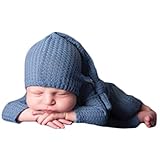 Fashion Newborn Boys Girls Baby Photo Shoot Props Outfits Crochet Clothes Long Tail Hat Pants Photography Props (Olan)