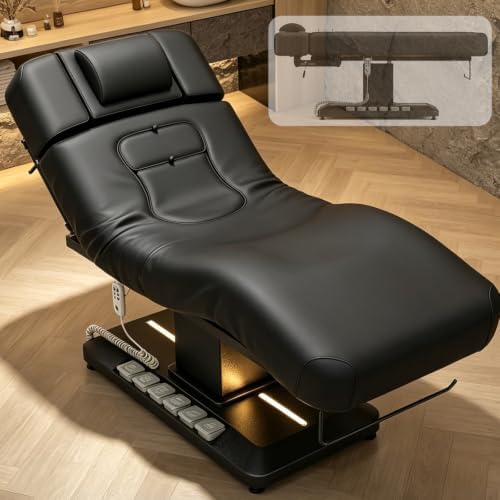 Icoget Electric Massage Table for Pregnancy & Maternity, Multi-Function Esthetician Facial Bed with Ambient Lighting, Spa Treatment Therapy Bed with Face Cradle & Armrest
