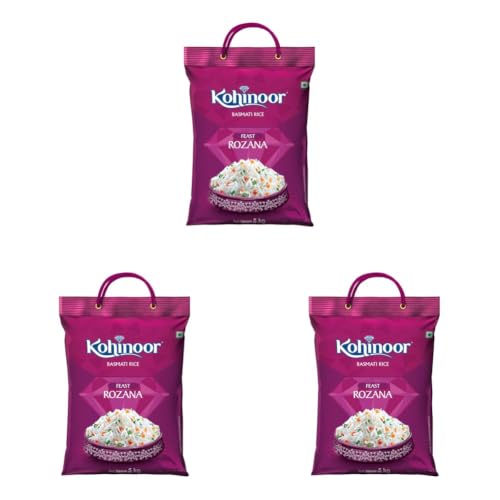 Image of Kohinoor Feast Rozana Basmati Rice, Premium Long-Grain, 5kg (Pack of 3)