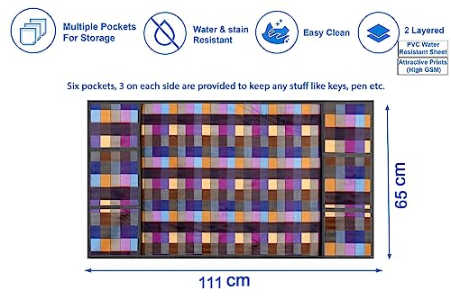 Image of Stylista Refridgerator top Cover Suitable for Samsung RR20C1723U8 /HL, 183 Liter Fridge, Dimension (WXD) 65x111 CM, Lattice Pattern Bluish