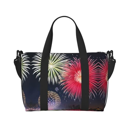 Splendid fireworks printing Hand Travel Bag Personal item bag women's handbag, travel large shoulder bag with zipper.2