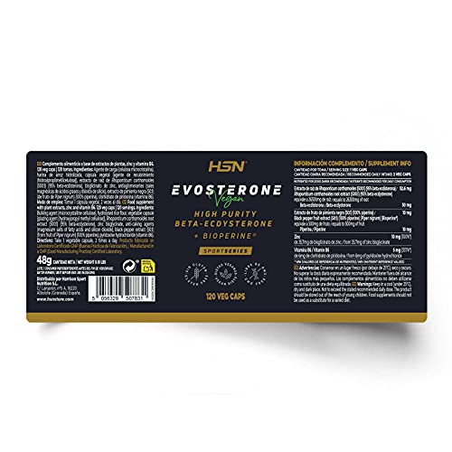 HSN Evosterone | veiligheidseenheid 95% | hoge concentratie beta-ecdysterone | met zink + vitamine B6 + 100% piperine | No-GMO, veganistisch, glutenvrij, lactosevrij | 120 capsules bloemblaadjes - Image 3