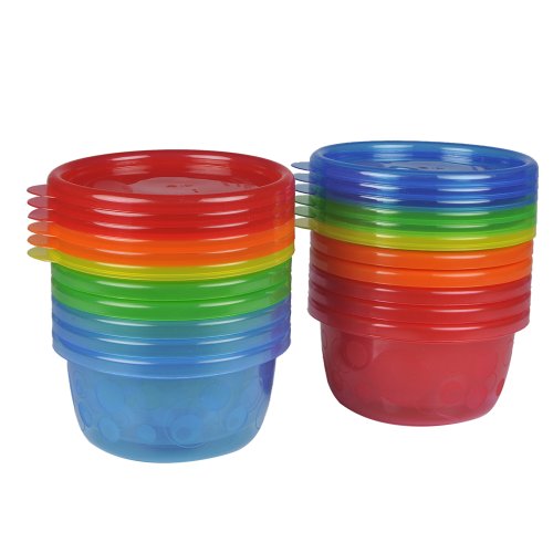 Image of Take & Toss Toddler Bowls with Lids - 8 oz, 12 Pack