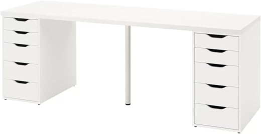 MARIAS KOMMERCE Wood Lagkapten/Alex Desk, White200X60 Cm (78 3/4X23 5/8 ")