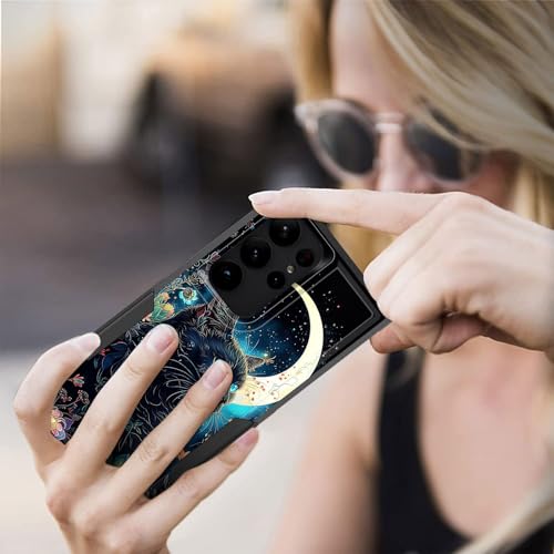 KJFHDJFDH for Galaxy S25 Ultra Case,Dual Layer Hybrid Heavy Duty Rugged Shockproof Hard PC +Soft Silicone Protective Case for Samsung Galaxy S25 Ultra 6.9 inch,Black Cat Floral Moon - image 7