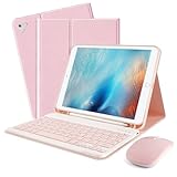 For iPad Pro 9.7 inch Case with Keyboard and Mouse for iPad 2018 (6th Gen)/ 2017 (5th Gen), Keyboard Case with Mouse for 2016 iPad Pro/Air 2/1, Detachable Wireless Keyboard Cover with Pencil Holder,BK