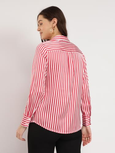 Image of FableStreet Women Shirts | Comfort Fit Spread Collar | Premium Satin Fabric for Formal, Business Casual
