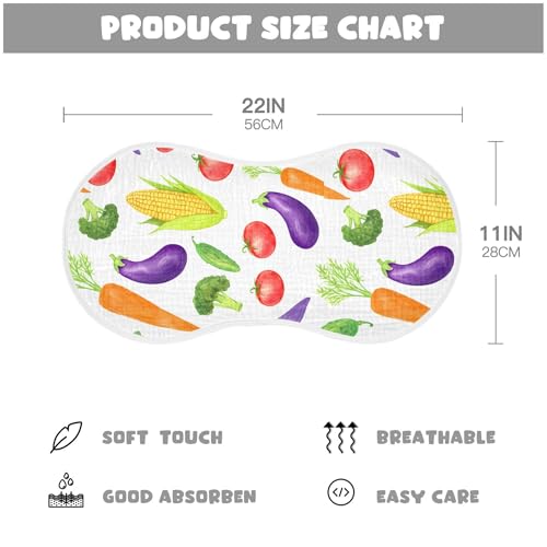 xigua Watercolor Vegetables Muslin Baby Burp Cloths Set of 4, Super Soft & Absorbent Burping Rags, Cotton Burp Clothes Shower Gift for Newborn, Baby Girls and Boys4