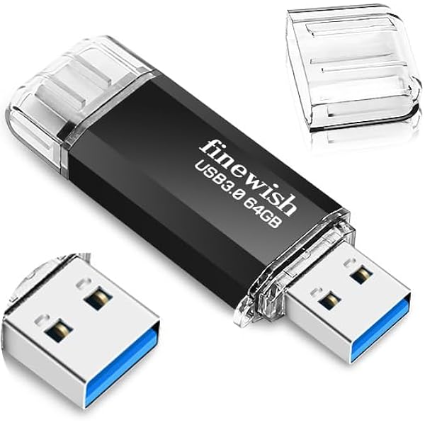 Klucz USB 64GB 3.0, 2 w 1 Typ C 3.0 Pen Drive 64gb Wodoodporny klucz USB C 64GB do smartfona MacBook Tablet Komputer o prędkości transferu danych do 40 MB/s (czarny)