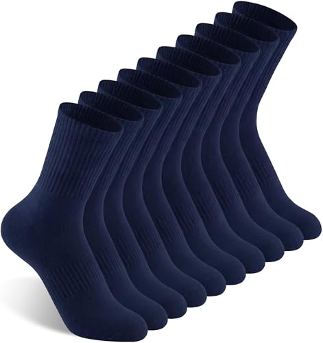 Image of Irisbear Cushion Crew Socks for Women Cotton Running Hiking Athletic Long Socks for Women 5 Pairs