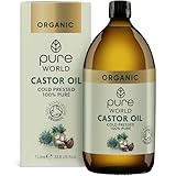 Pure World Natural Organic Castor Oil 1000ml Premium Quality Cold & Fresh Press Glass Bottle Hexane Free for Hair, Skin - Ideal for Moisturizing, Conditioning, and Eyelashes & Eyebrows- Food Grade - Image 1