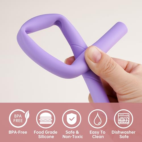 NiHome 6-Pack Extra Wide Reusable Bent Silicone Straws for Boba, Smoothies, Bubble Tea, Bent Straws Eco-Friendly & Colorful for Thick Drinks, Dishwasher Safe, Customizable Length, 2 Brushes by NiHome - Used condition - Image 6