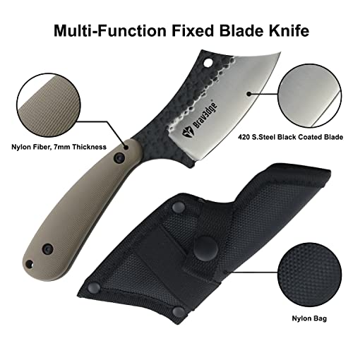 Tactical Everyday Carry Pocket Knife Fixed Blade Knife Edc Hunting For Camping, Hiking, Hunting, Wilderness Survival With Nylon Bag (Desert Colour Handle) #TOP2