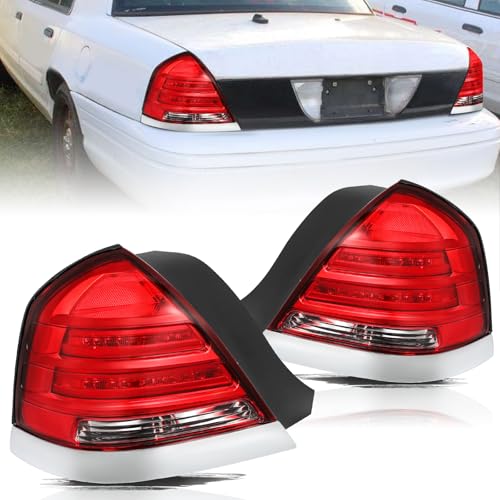 Image of Aosky LED Tail Light Assembly Compatible with 1998-2011 Ford Crown Victoria Rear Taillight Brake Signal Lamp with Bulbs (Red)