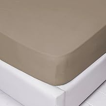 LARA MORADA - Fitted Sheet with Elasticated Double Corners, 100% Cotton, Made in Italy, Solid Colour, for Double Bed 2 Seats, 180 x 200 cm + 25 cm, Mud