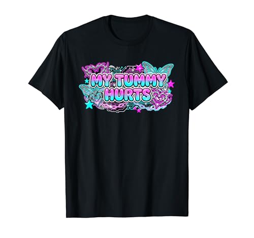 My Tummy Hurts Cyber Y2K Maximalist Rhinestone T�V���c