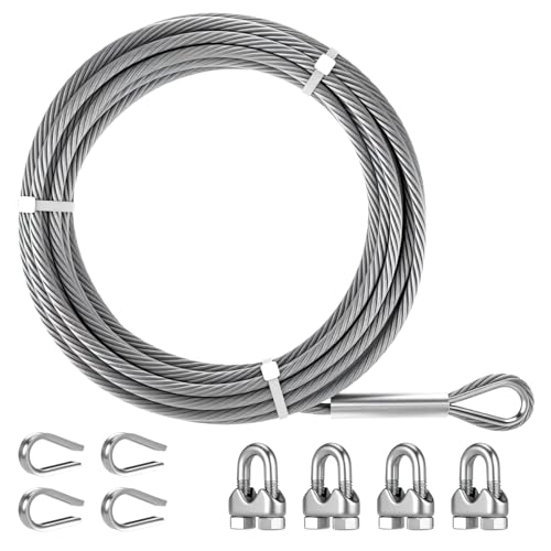 Afcabakila 1/4�C���` 25�t�B�[�g �X�e�����X�X�`�[���P�[�u�� ���[�v�t�� �j�f���x6500�|���h 7x19�X�g�����h �q��@�P�[�u�� �N�����v4�{&�V���u��4�{ ���[�h�W�b�v���C�� �f�b�L�肷�� �{�[�g���t�g�p