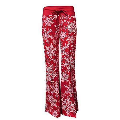 Sexyp-dress Sweatpants for Women,Ladies Christmas Printed Casual Wide Leg Trousers Pants Adult Pants Comfort Trousers YSP-1790 Red