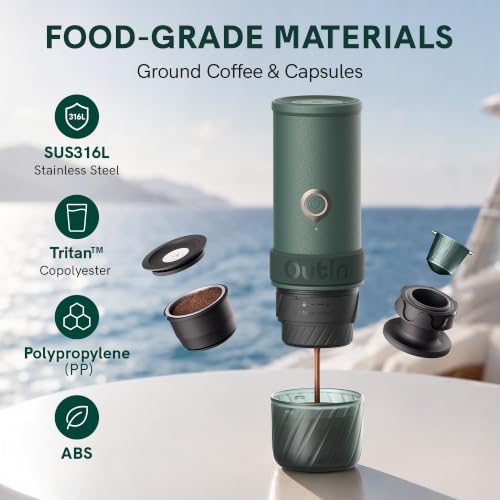 OutIn Mino Tragbare Elektrische Espressomaschine, Moss Green – Ansicht 5