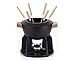 Produktbild Le Creuset Gusseisen Fondue-Set, Inkl. 2 Holzgriffen, Spritzschutz, Rechaud und 6 Fonduegabeln, 2,3 L Volumen, Schwarz, 60612000000460