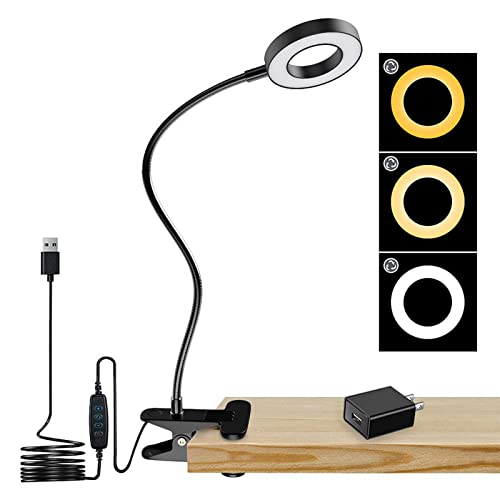 DLLT Dimmable Clip on Light, 48 LED USB Book Reading Light, Color Changeable Night Light Clip on for Desk, Bed Headboard, Makeup Mirror, Dorm Room, Computer, Piano Lighting, 15 Brightness (Black) DLLT Dimmable Clip on Light, 48 LED USB Book Reading Light, Color Changeable Night Light Clip on for Desk, Bed Headboard, Makeup Mirror, Dorm Room, Computer, Piano Lighting, 15 Brightness (Black)