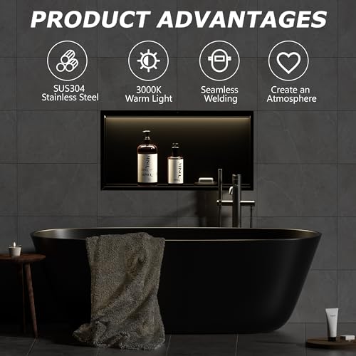 Neohomee Smart Body Sensor Shower Niche, Black 24"x12" by Neohomee - Image 7