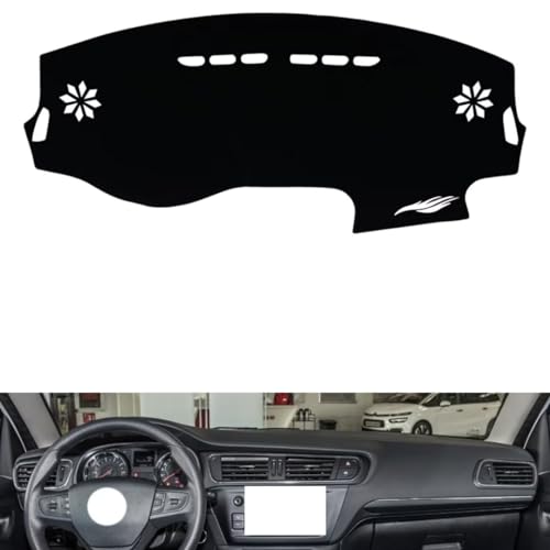 generic leather dash board cover mat Compatible with Citroen C3-XR 2015-2018 ，dashboard cover(Black)
