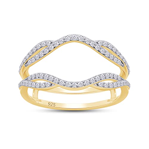 SAVEARTH DIAMONDS 2/5 cttw Round Cut Moissanite & Lab Grown Diamond Double Infinity Wedding Ring Guard Enhancer For Women In 14K Gold Over Sterling Silver (0.40Cttw)
