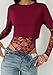 Unybwonn Womens Shapewear Bodysuit Long Sleeve Mesh Sheer Lace Tee Body suit Trendy Patchwork Round Neck Cropped Tops